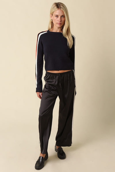 OLIVACOUS CONTRAST STRIPE KNIT SWEATER
