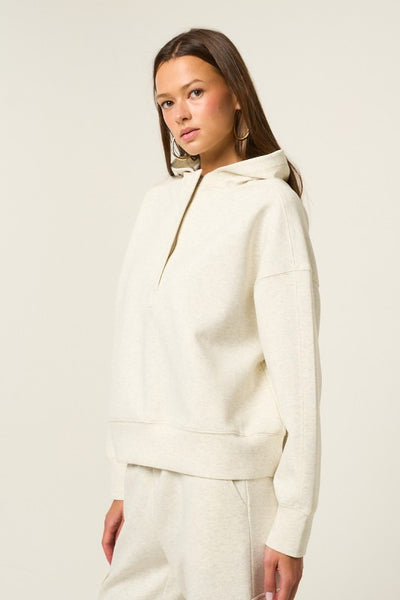 HALF ZIP PULLOVER HOODIE LT HEATHER