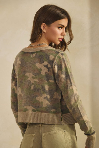 CAMO OUT STITCHES CARDIGAN