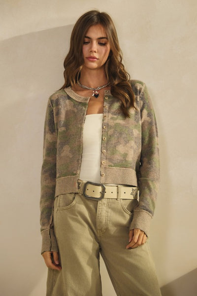 CAMO OUT STITCHES CARDIGAN