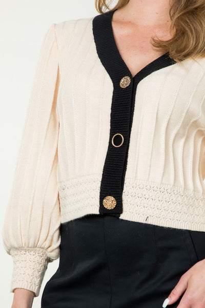 THML CREAM CROCHET DETAIL CARDIGAN