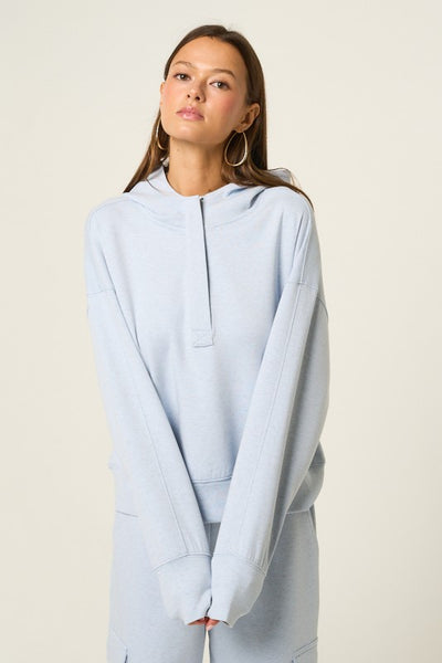 HALF ZIP PULLOVER HOODIE LT BABY BLUE