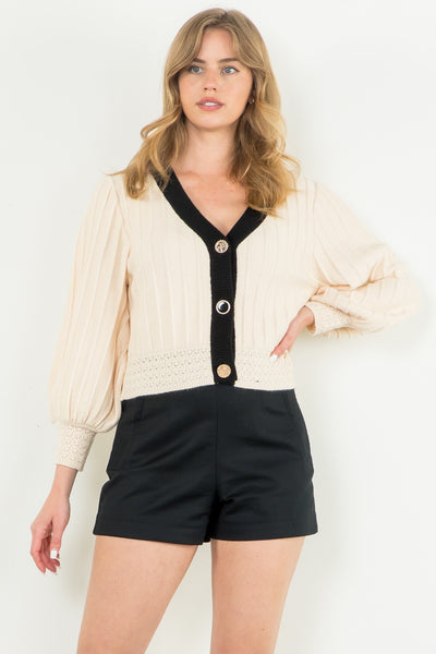 THML CREAM CROCHET DETAIL CARDIGAN