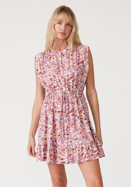 DUSTY PURPLE TAUPE FLORAL BUTTONDOOWN DRESS