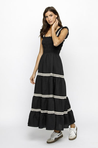 BLACK IVORY RUFFLED SUNDRESS