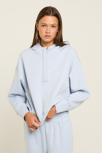 HALF ZIP PULLOVER HOODIE LT BABY BLUE