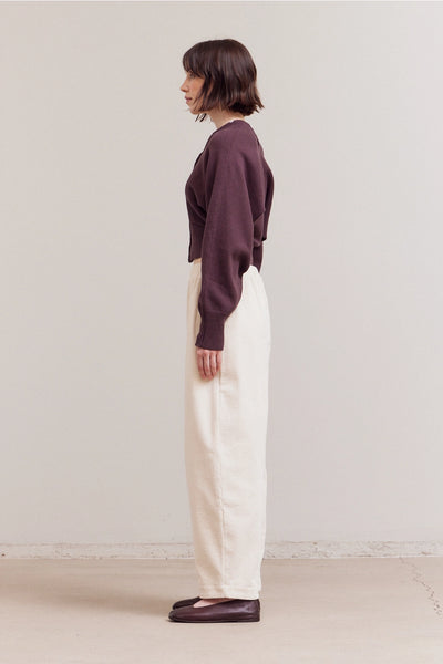 AUBERGINE BUTTON UP TO NECK CARDIGAN