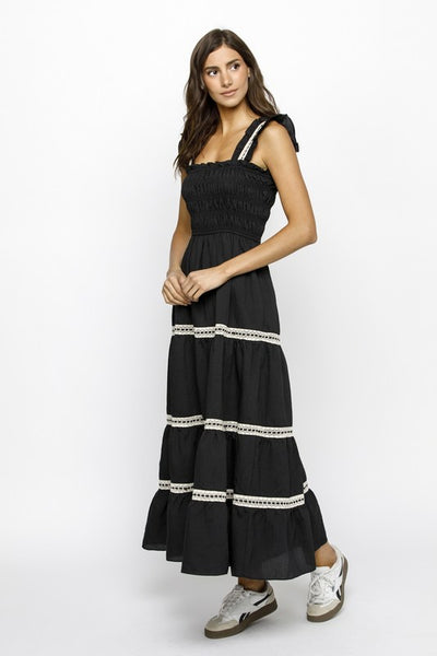 BLACK IVORY RUFFLED SUNDRESS