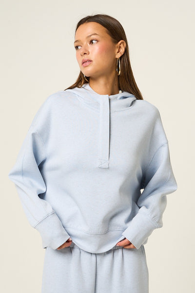 HALF ZIP PULLOVER HOODIE LT BABY BLUE