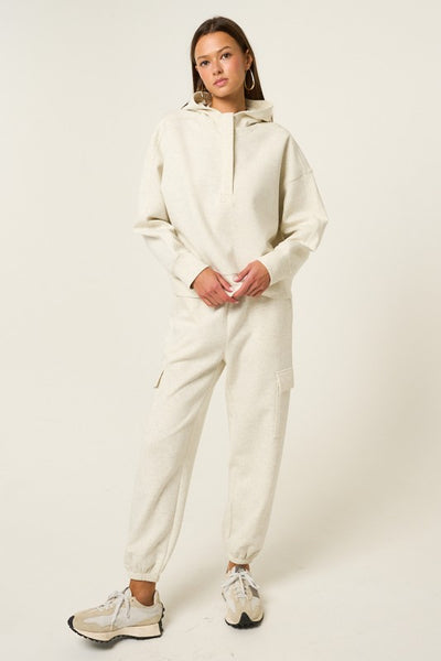 HALF ZIP PULLOVER HOODIE LT HEATHER