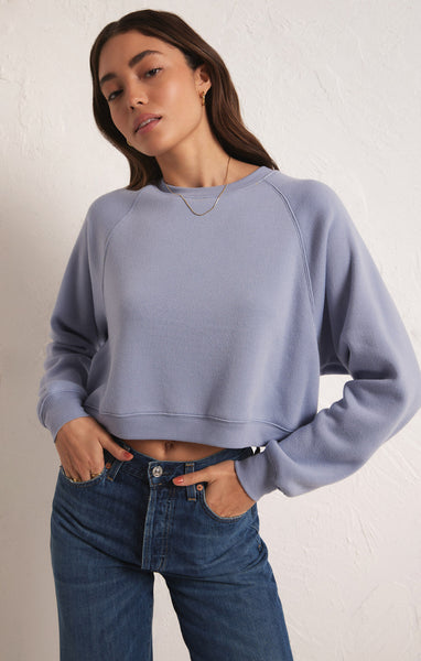 Z SUPPLY CROP OUT SWEATSHIRT STORMY