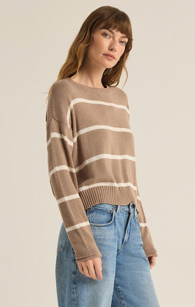 Z SUPPLY SIENNA STRIPE SWEATER LATTE