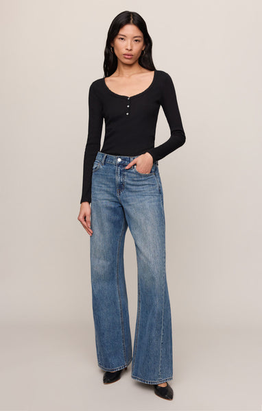 Z SUPPLY AUDRI POINTELLE SCALLOPED TOP BLACK