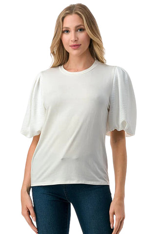 IVORY BALLOON SLEEVE TOP