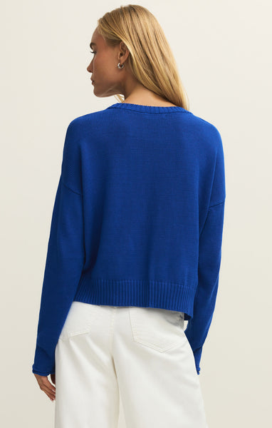 Z SUPPLY SIENNA PALM SWEATER NAUTICAL BLUE