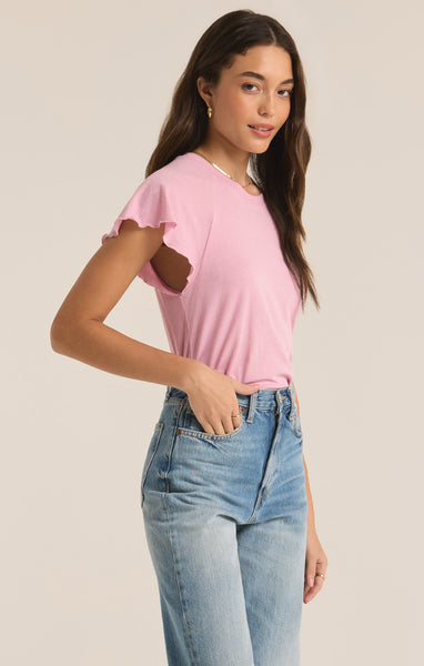 Z SUPPLY ABBY FLUTTER SLEEVE TEE SUNSET MAUVE