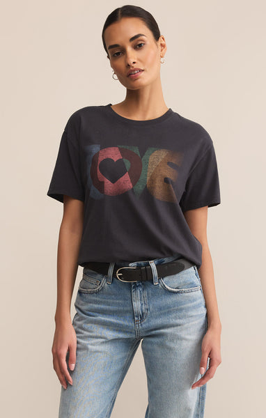 Z SUPPLY TRUE LOVE BOYFRIEND TEE BLACK SAND