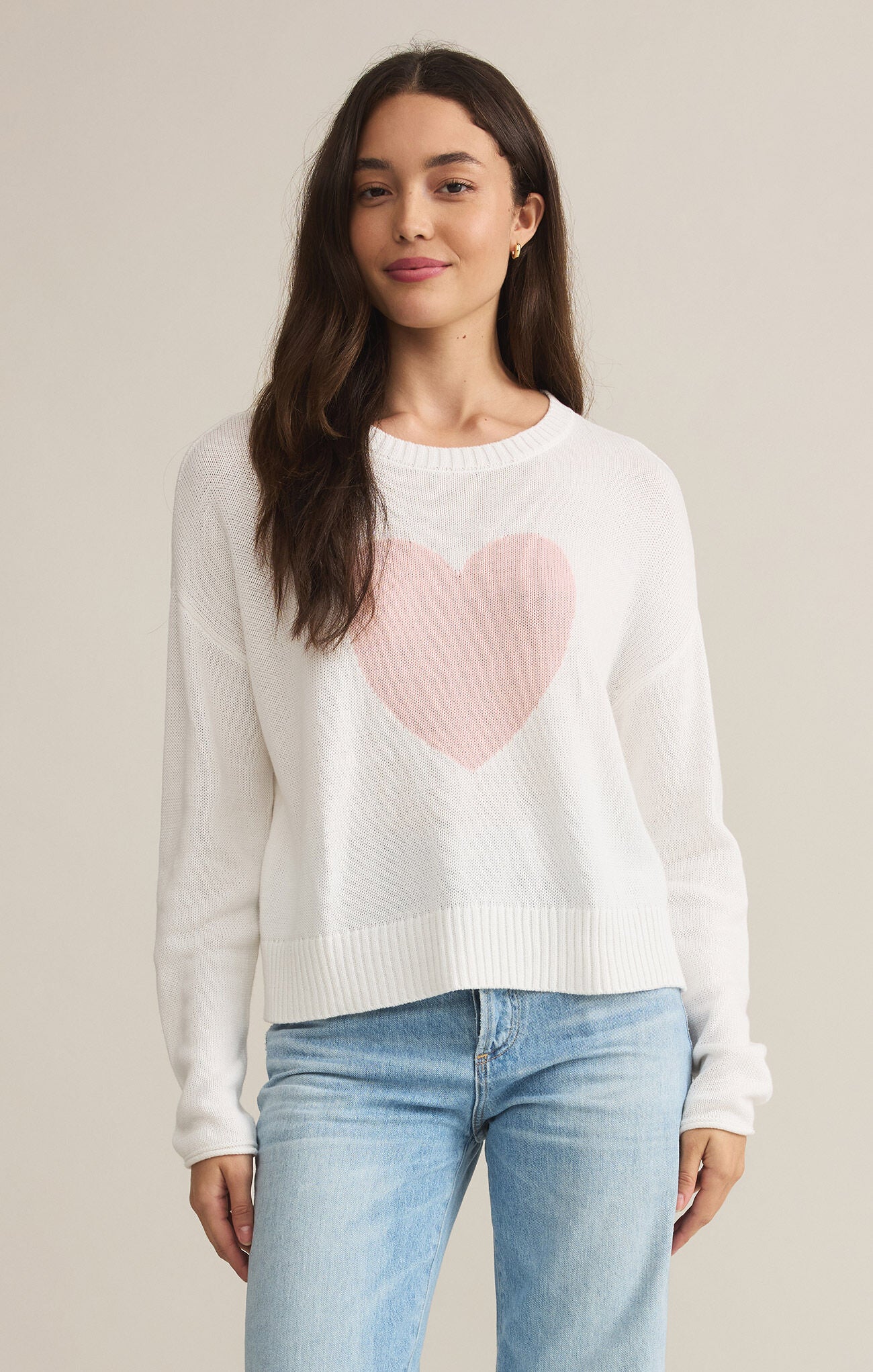 Z SUPPLY SIENNA WHITE HEART SWEATER