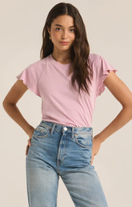 Z SUPPLY ABBY FLUTTER SLEEVE TEE SUNSET MAUVE