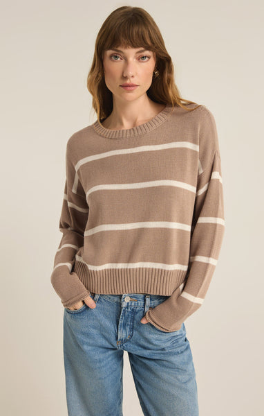 Z SUPPLY SIENNA STRIPE SWEATER LATTE