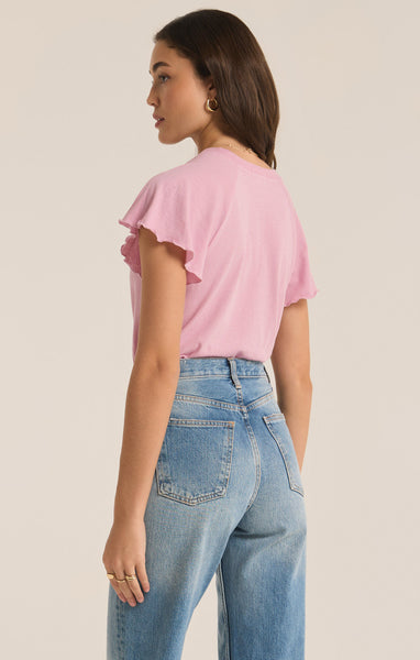 Z SUPPLY ABBY FLUTTER SLEEVE TEE SUNSET MAUVE