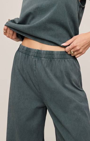Z SUPPLY SCOUT JERSEY CROP FLARE PANT EMERALD COVE