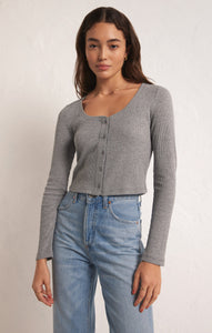 Z SUPPLY CIANA CROPPED WAFFLE TOP CLASSIC HEATHER GREY