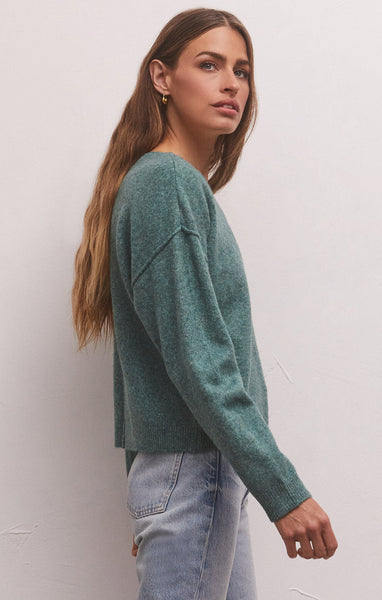 Z SUPPLY EVERYDAY PULLOVER SWEATER CALYPSO GREEN FINAL SALE