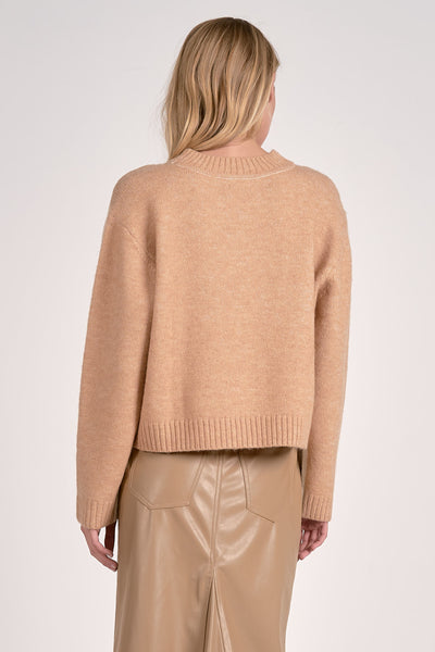 ELAN TAN NATURAL COLOR BLOCK SWEATER