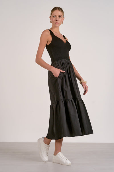 ELAN BLACK TANK DRESS RIBBED TOP RHODE