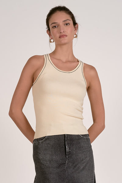 ELAN OFF WHITE CONTRAST TANK TOP