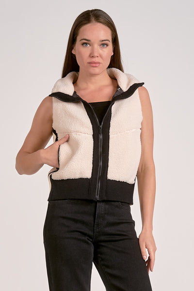 ELAN ZIP UP VEST OFF WHITE & BLACK