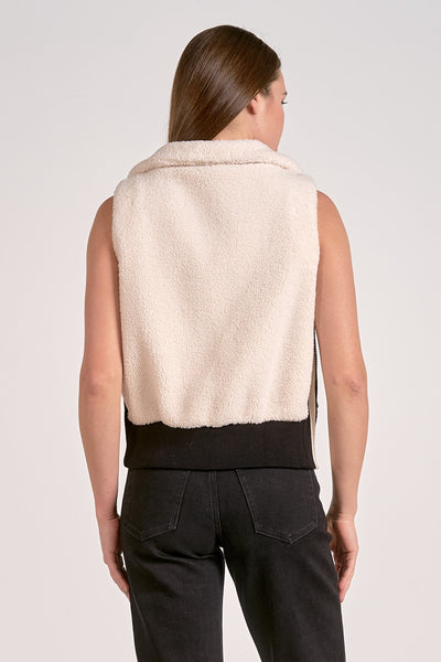 ELAN ZIP UP VEST OFF WHITE & BLACK