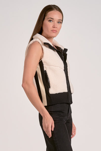 ELAN ZIP UP VEST OFF WHITE & BLACK