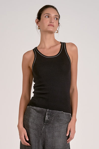 ELAN BLACK CONTRAST TANK TOP