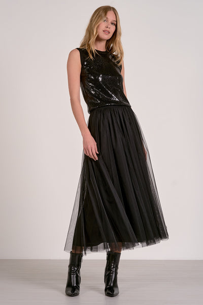 ELAN BLACK SEQUIN SLEEVELESS TOP