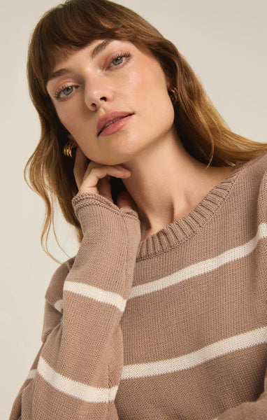 Z SUPPLY SIENNA STRIPE SWEATER LATTE