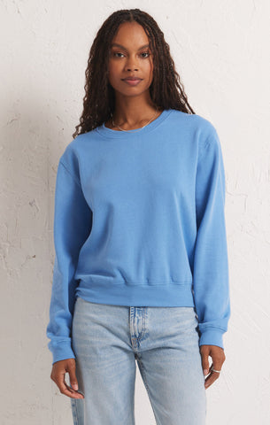 Z SUPPLY CLASSIC CREW SWEATSHIRT IN BLUE ISLE