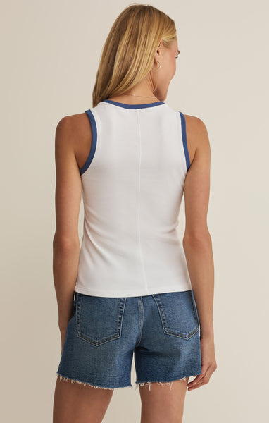 Z SUPPLY SIRENA RIB COLORBLOCK TANK WHITE