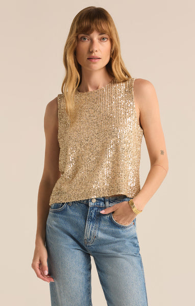 Z SUPPLY SLOANE SEQUIN TOP CHAMPAGNE