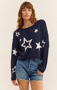 Z SUPPLY SEEING STARS SWEATER CAPTAIN NAVY BLUE