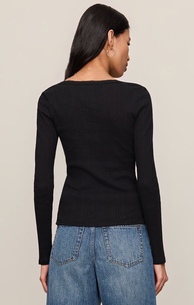 Z SUPPLY AUDRI POINTELLE SCALLOPED TOP BLACK