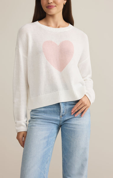 Z SUPPLY SIENNA WHITE HEART SWEATER