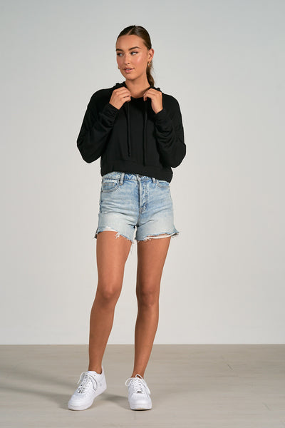 ELAN BLACK CROPPED HOODIE FINAL SALE