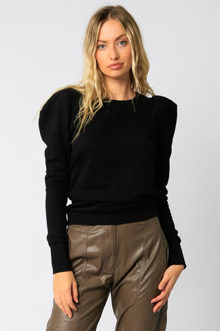 OLIVACEOUS BLACK PUFF SLEEVE SWEATSHIRT