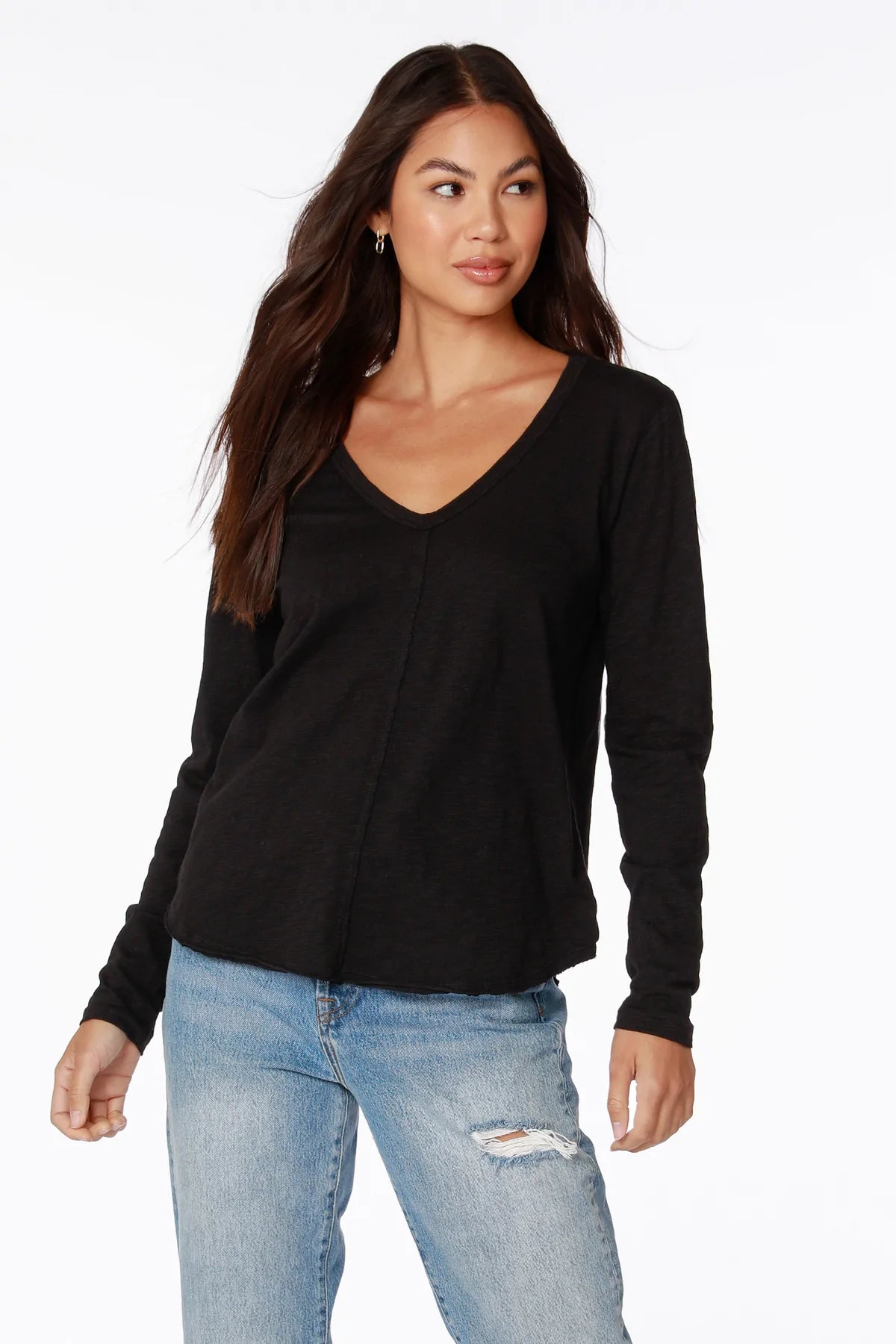 BOBI CENTER SEAM LONG SLEEVE TEE BLACK